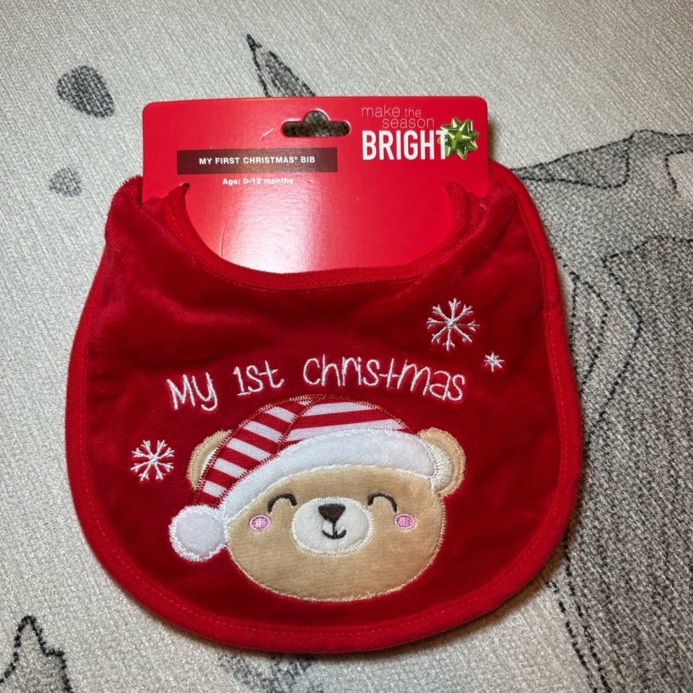 First 1st Christmas Baby Bib